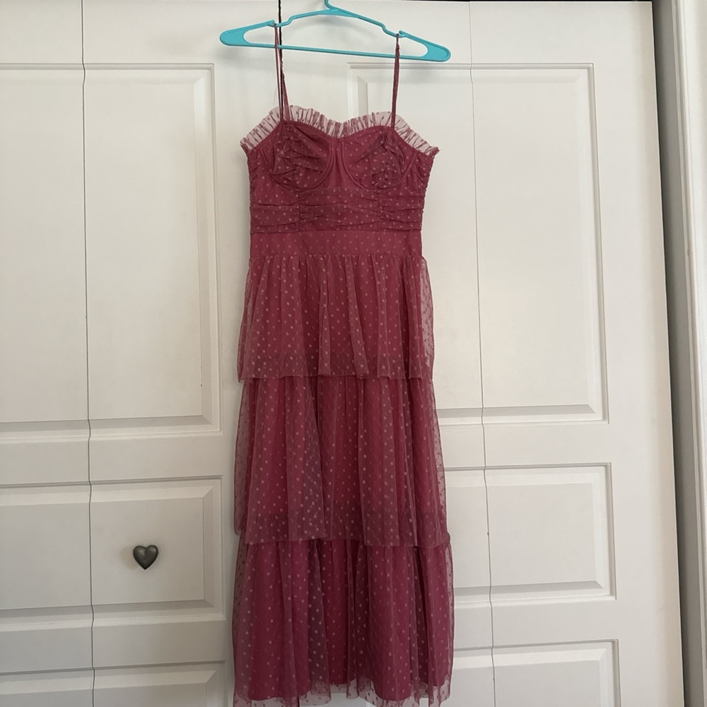 Lulu's Mauve Tulle Overlay Dress